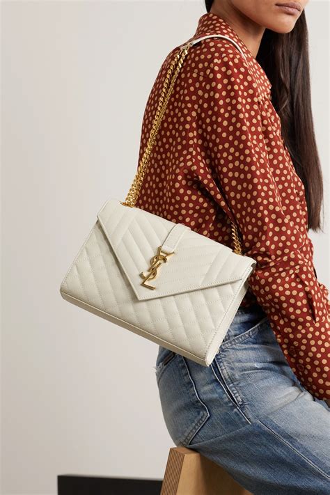 ysl envelope medium matelassé leather chain bag|YSL medium envelope bag beige.